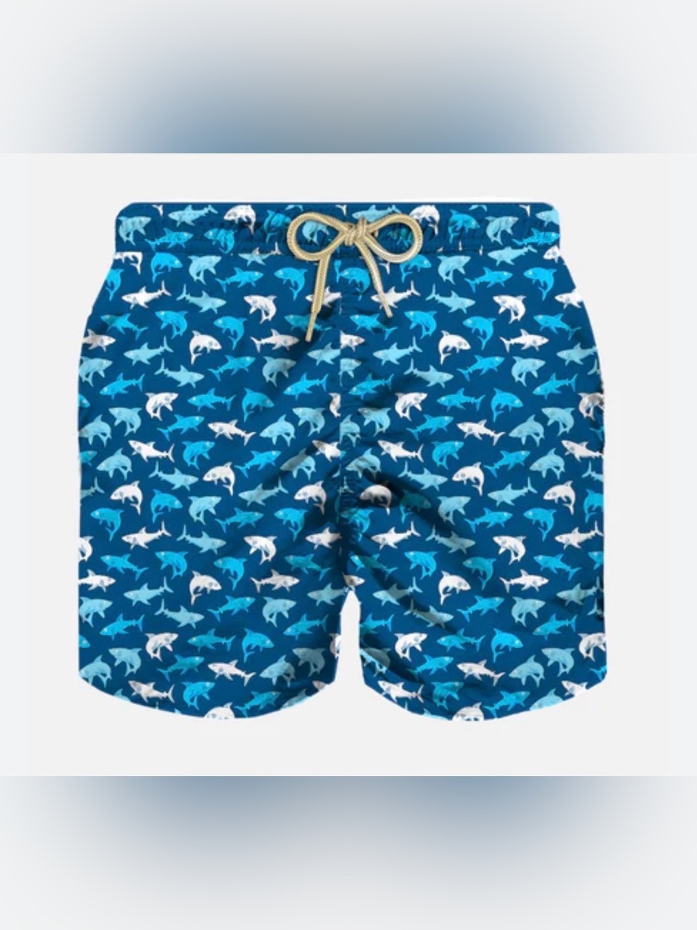 MC2 Saint Barth Men's Shark-Print Swim Shorts - Navy & White & Blue - Picture 3 of 15